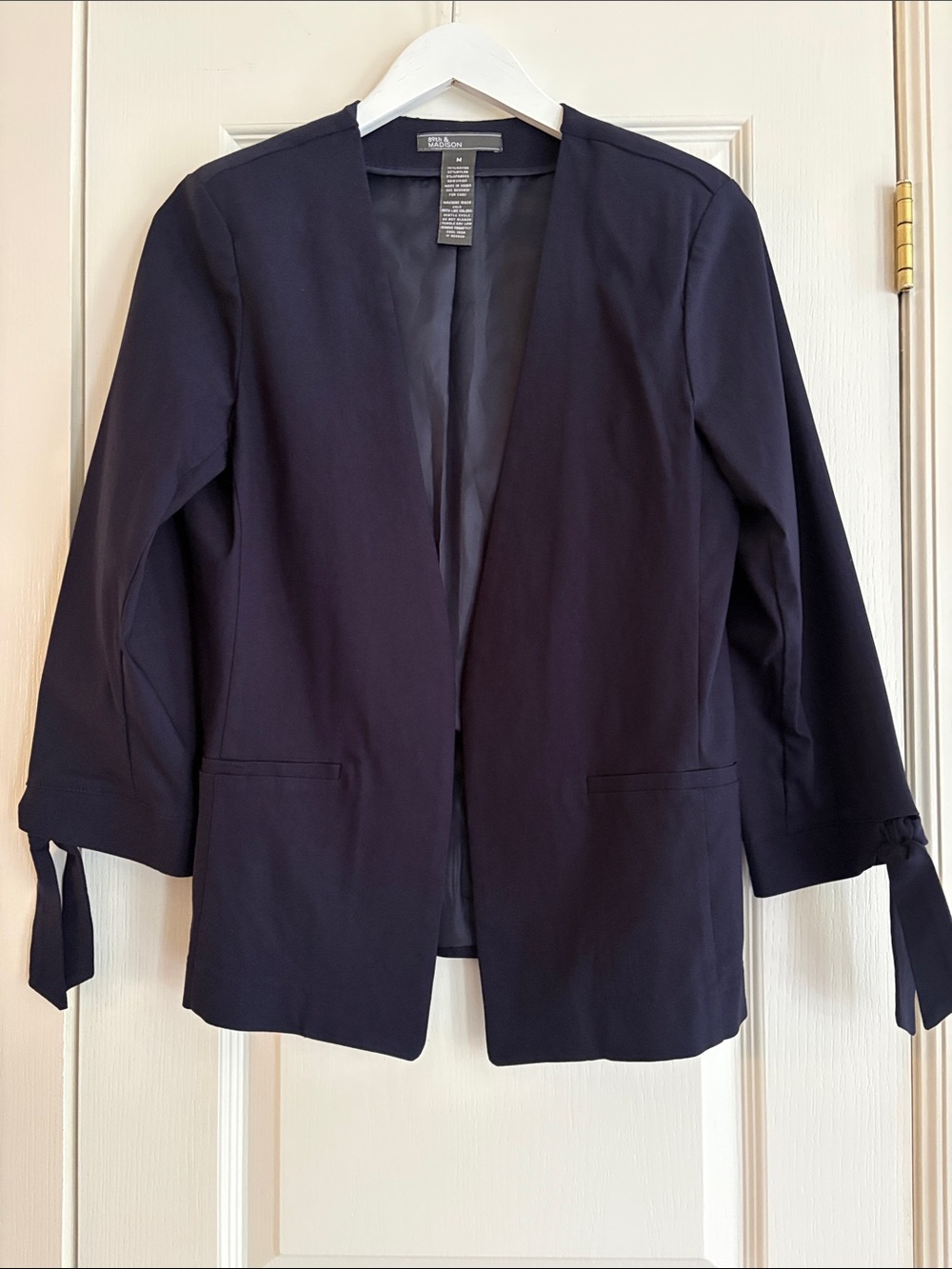 89th & Madison Navy Open-Front Blazer with Tie Cuffs